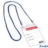 Бейдж вертикальный 120х90мм на синем шнурке 45 см 2 карабина 235716 BRAUBERG РА-00011246